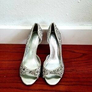 ALDO silver studded kitten heels size 6